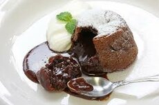 Moelleux van chocolade / vanillesaus
